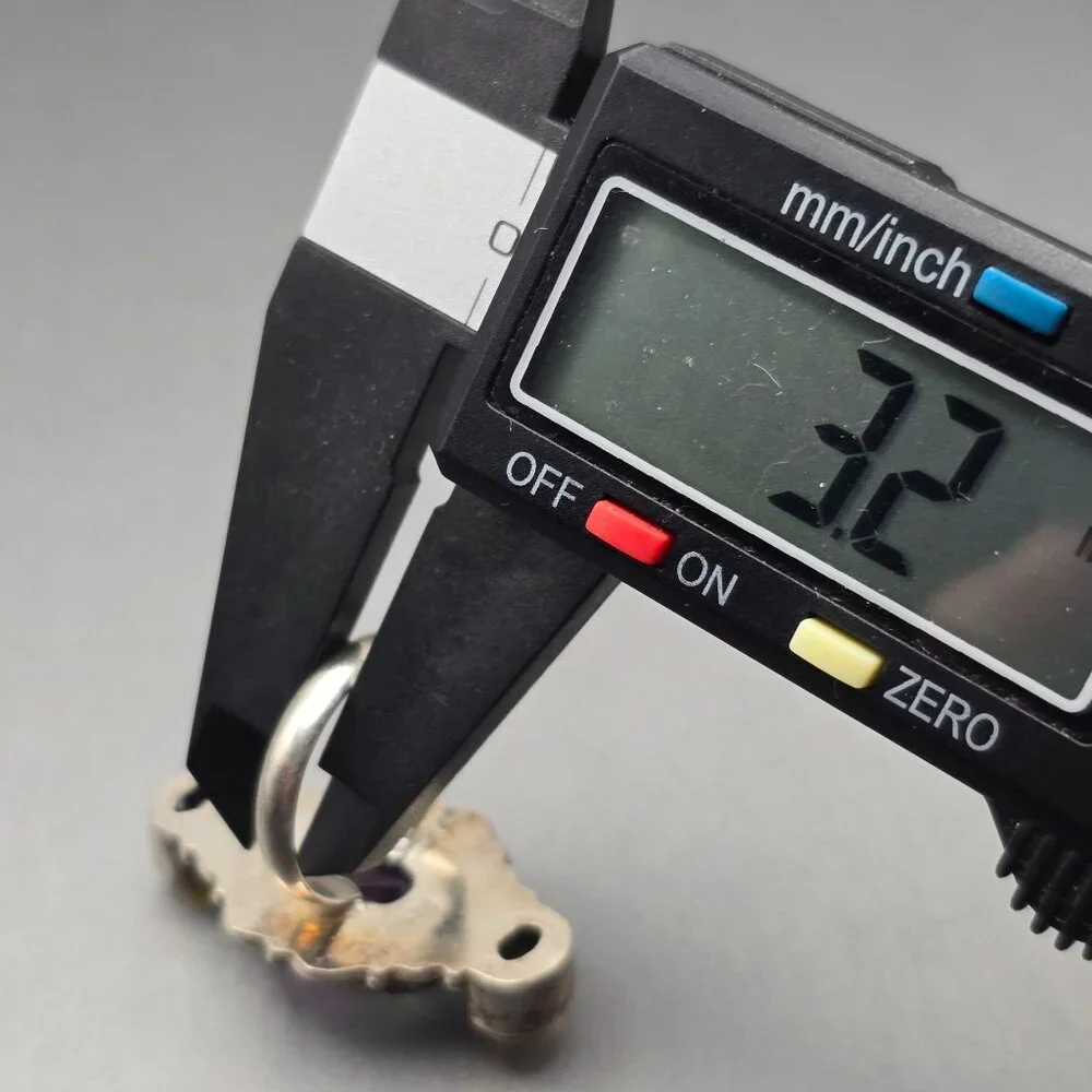 925 Silver-Plated Ring Size 7.5 VTG Glass Teardrop & Amber Cabochon Statement - Picture 6 of 14